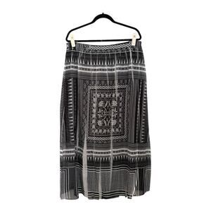 Unity World Wear Chiffon Black Gray Midi Skirt - Size 1X